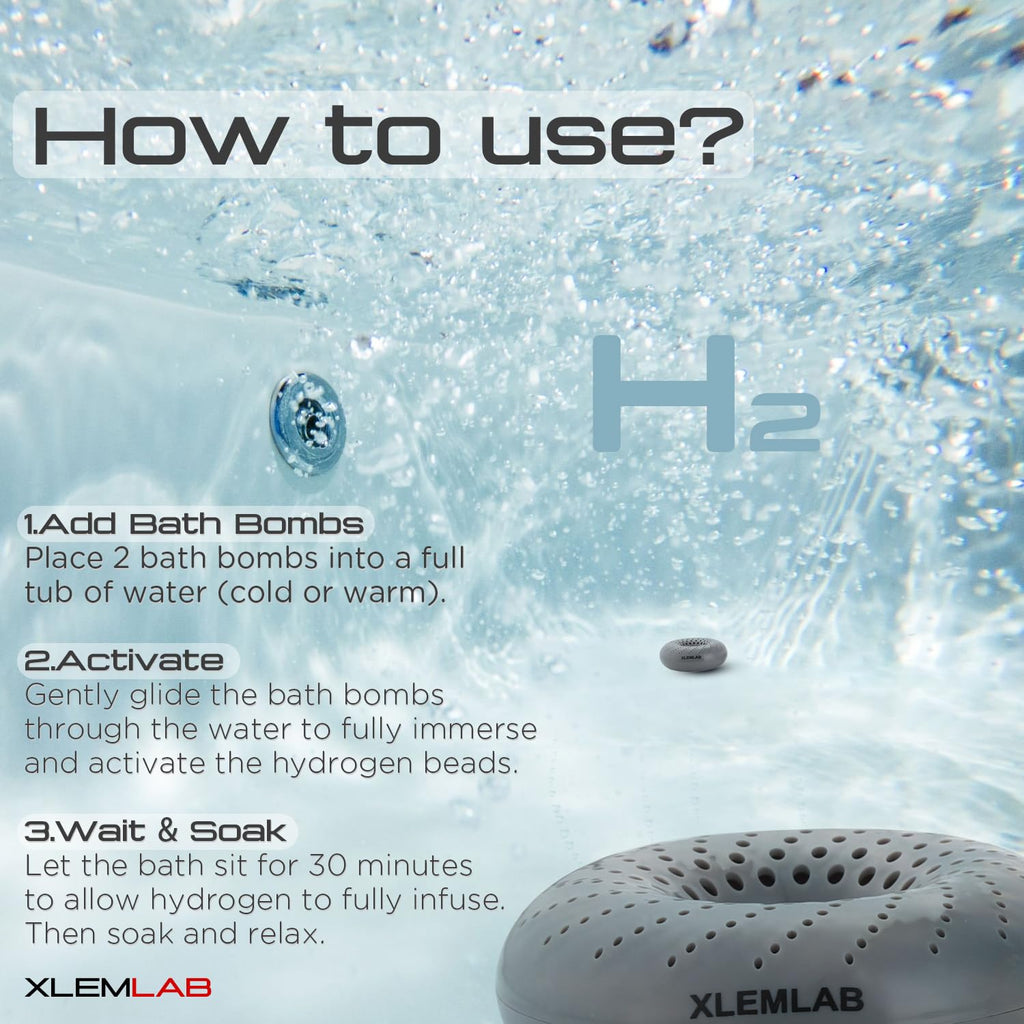 XLEMLAB 14 Days Reuseable Molecular Hydrogen Bath Bombs Boost Energy Muscle Recovery,Birthday Gift for Men – H2 Hydrogen Water Tablets for Ice Plunge Spa, Full Body Soaking
