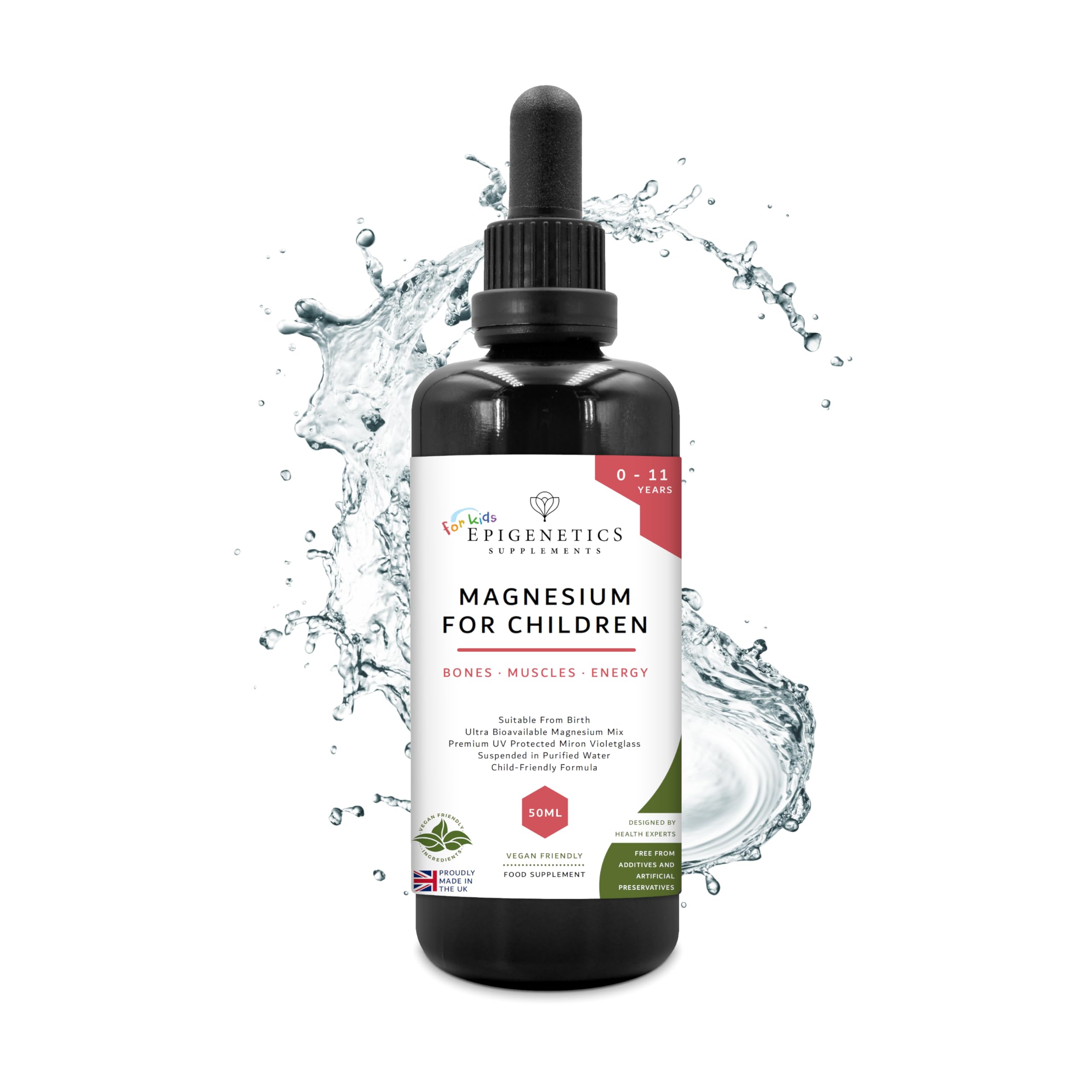 Magnesium for Children 50ml | from Birth Magnesium Mix Supplement 0-11 Years | Newborns Baby Kids Sugar Free UK Made Vegan Mini Liquid | 5 Drops Daily