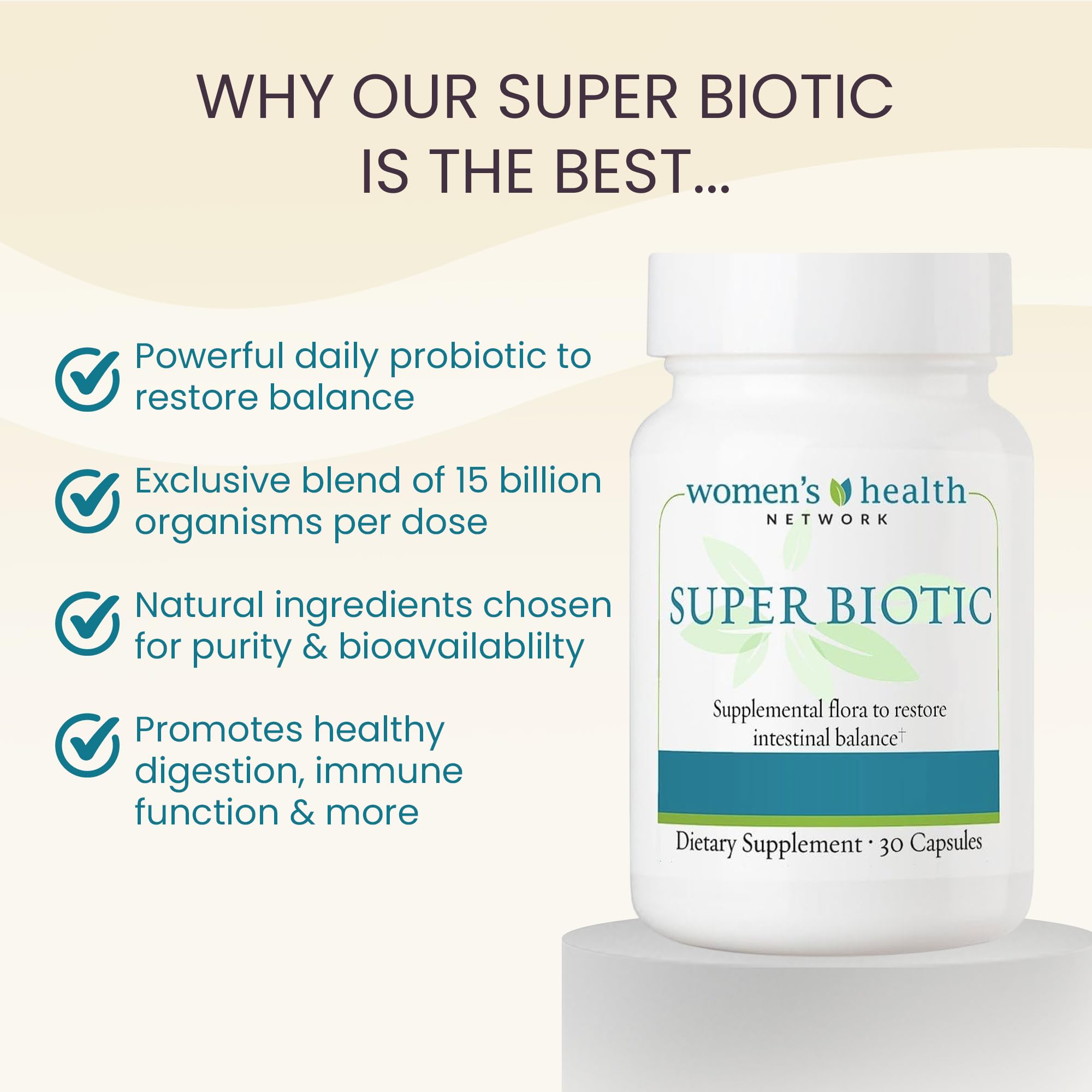 Super Biotic Probiotic Supplement for Digestive Wellness 30 capsules
