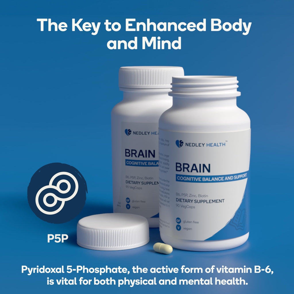 Nedley Health Brain - Balanced Neurotransmitter Support Supplement - Zinc, B6, Biotin for Cognitive Function - 90 Veggie Capsules (Brain)