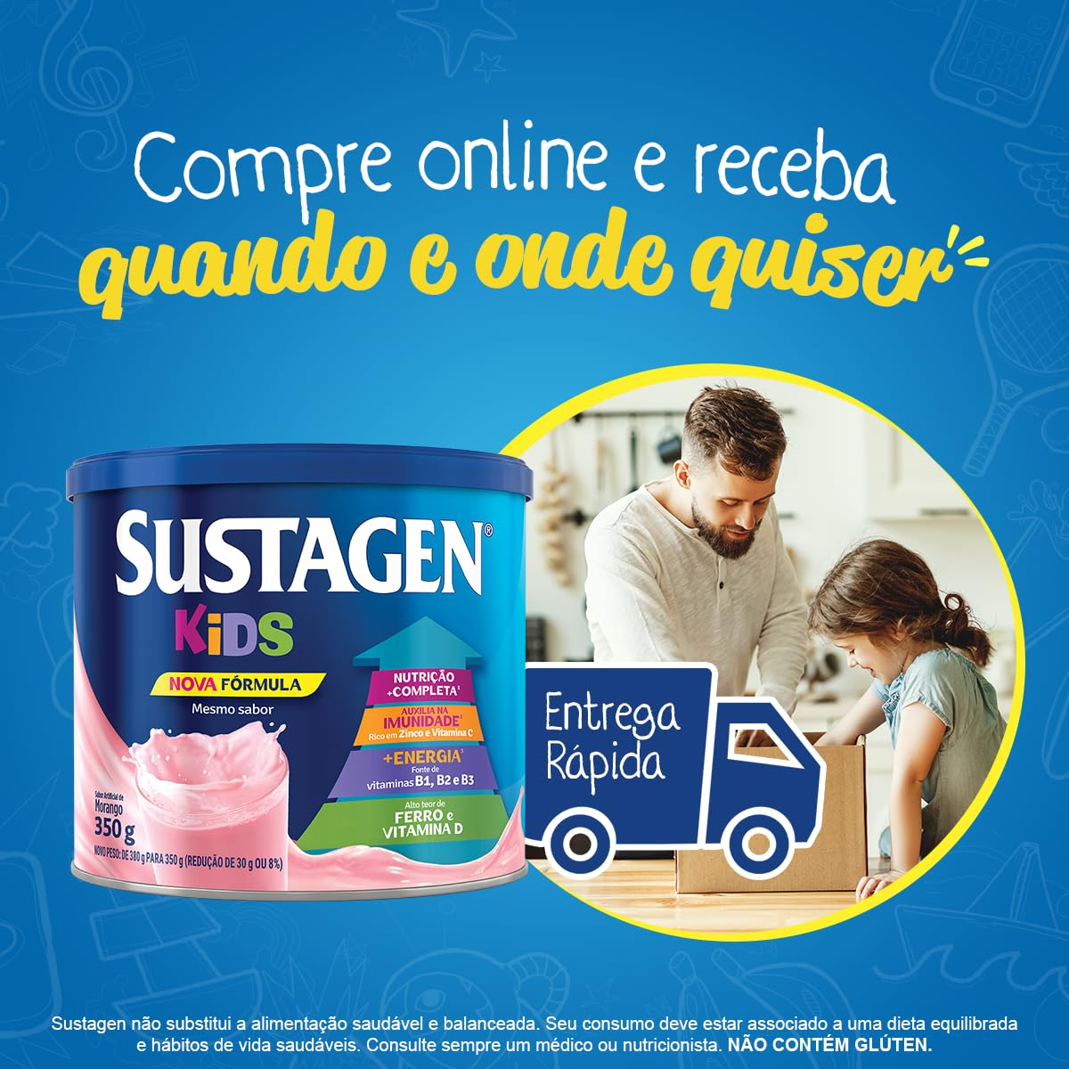 Food Supplement Sustagen Kids Strawberry Tin 380g, 13.4 Ounce (Pack of 1) (Modelo Padrão)