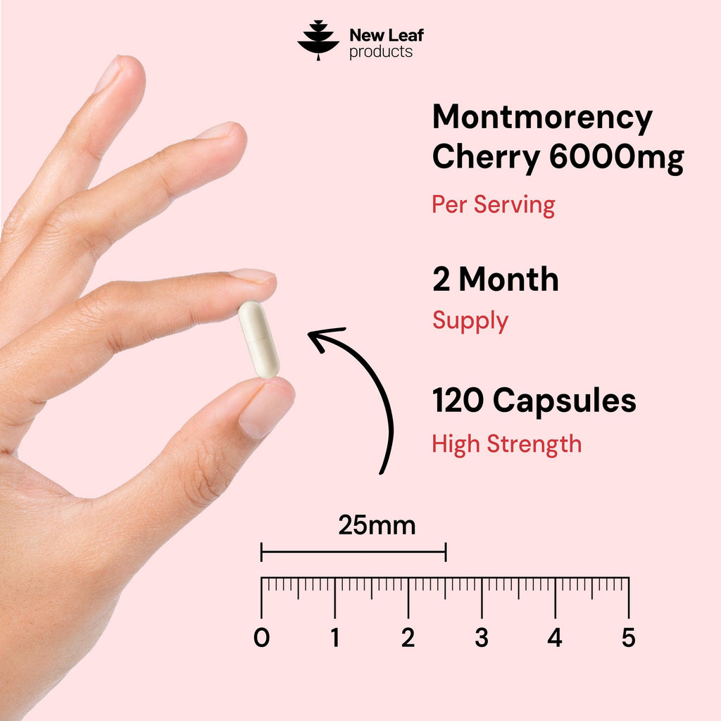 Montmorency Cherry 6000mg - 120 Capsules High Strength Concentrate - Natural Tart Cherry Vegan Supplements (not Tablets or Powder) - Non-GMO, 2 Months Supply - (2 per Serving) Made in the UK