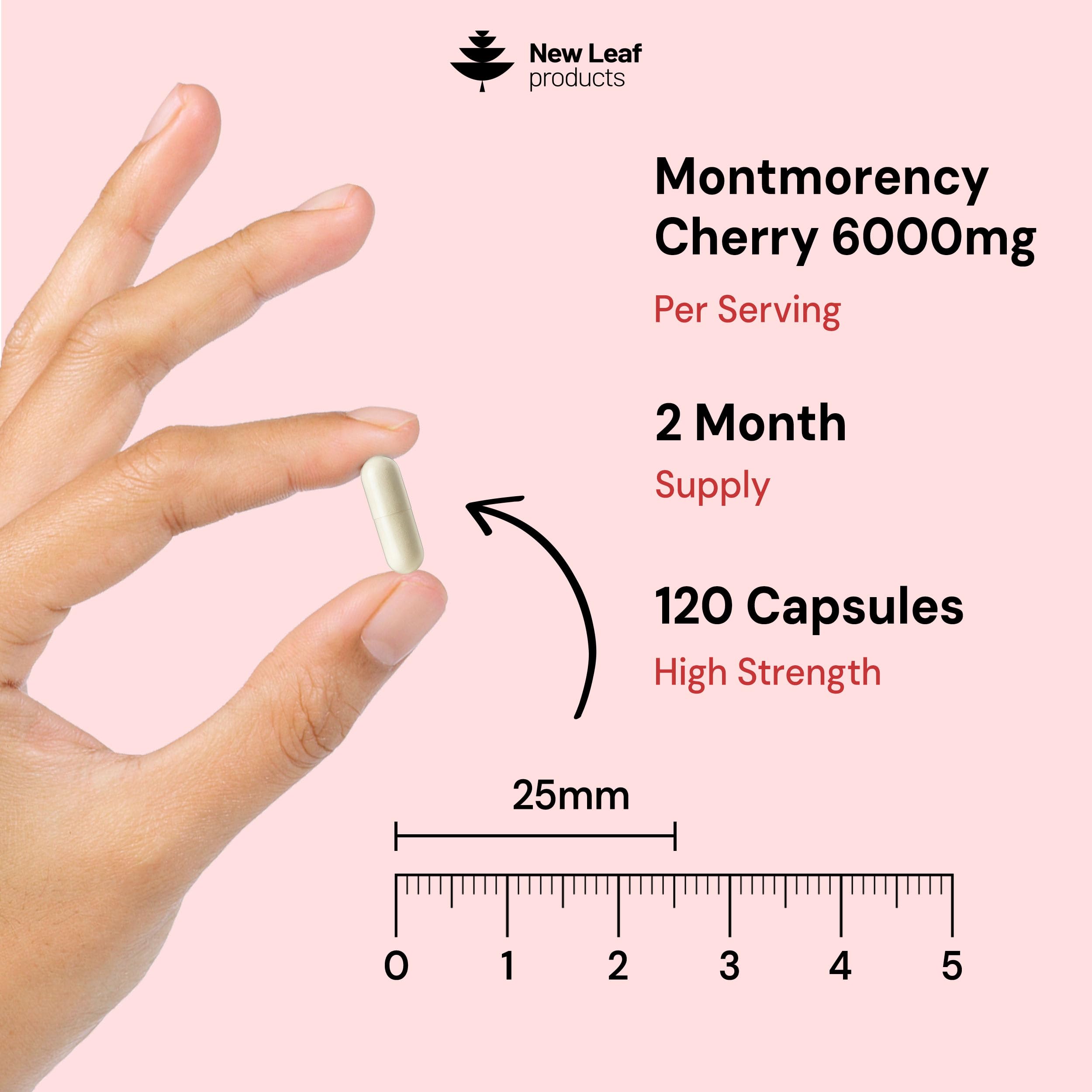 Montmorency Cherry 6000mg - 120 Capsules High Strength Concentrate - Natural Tart Cherry Vegan Supplements (not Tablets or Powder) - Non-GMO, 2 Months Supply - (2 per Serving) Made in the UK