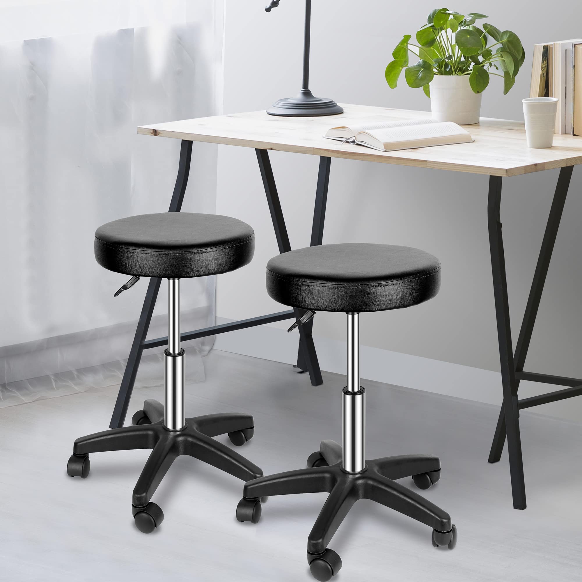 Nova Microdermabrasion Rolling Stool with Wheels Swivel Salon Stool Adjustable Drafting Tattoo Office Chair for Massage Bar Kitchen Spa Shop with Thick Cushion