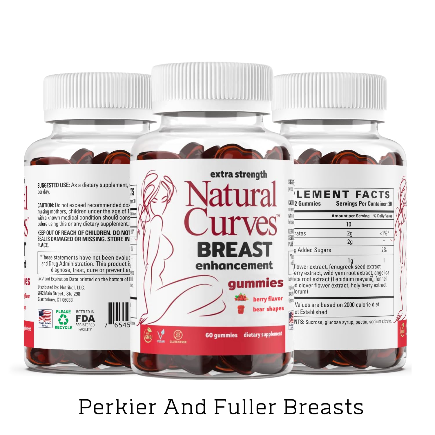Natural Curves Breast Enhancement Gummies – Bust Firming & Lifting Support – Plant-Based Herbal Formula for Fuller, Perkier Breasts – Feminine Health Supplement – Made in USA – 60 Gummies