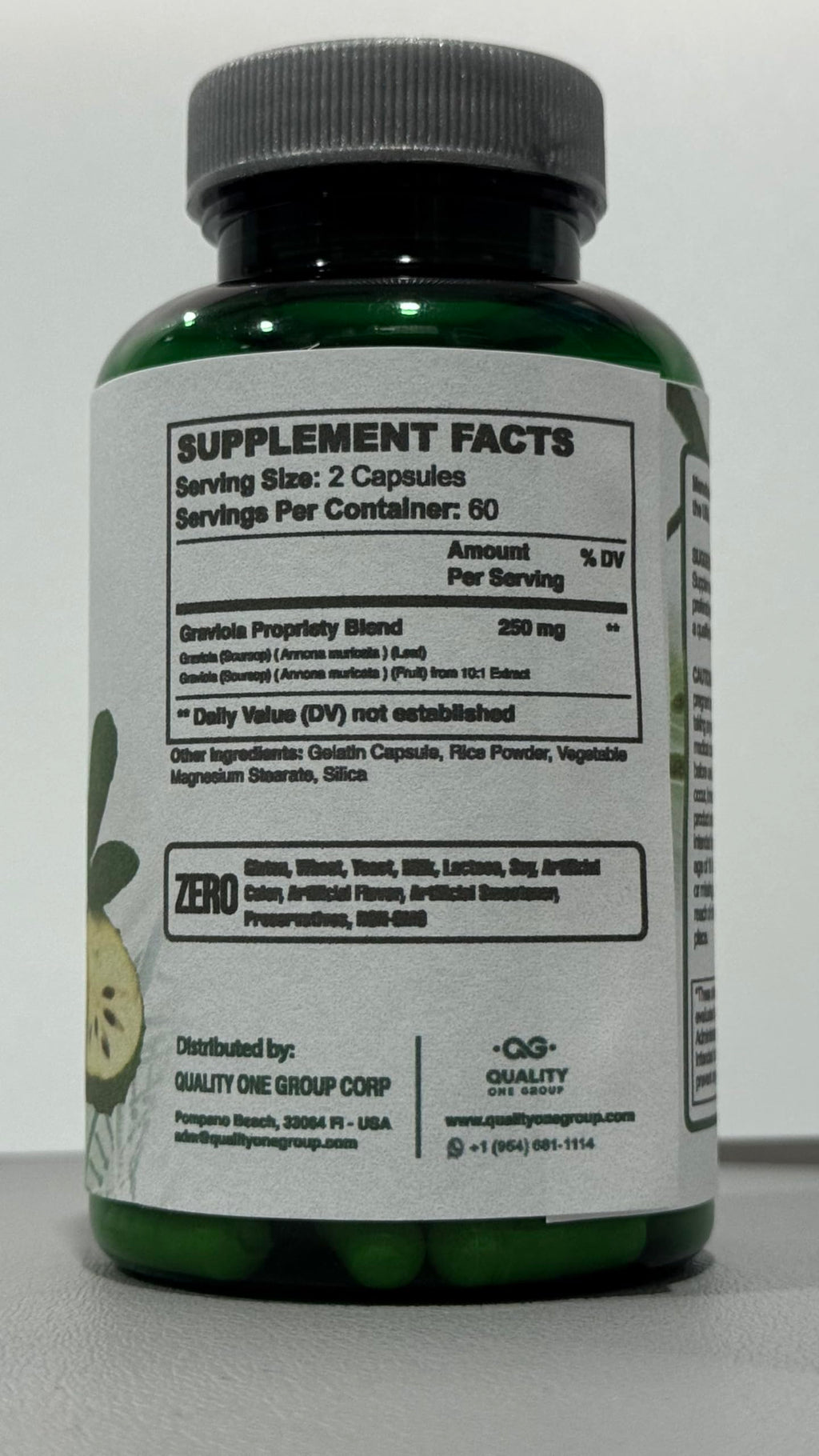 QUALITY ONE GRAVIOLA MAX - Pure Graviola Extract Supplement - Soursop (Annona muricata) -Immune System Booster & Antioxidants in Each Capsule of Pure Graviola (3 Units)
