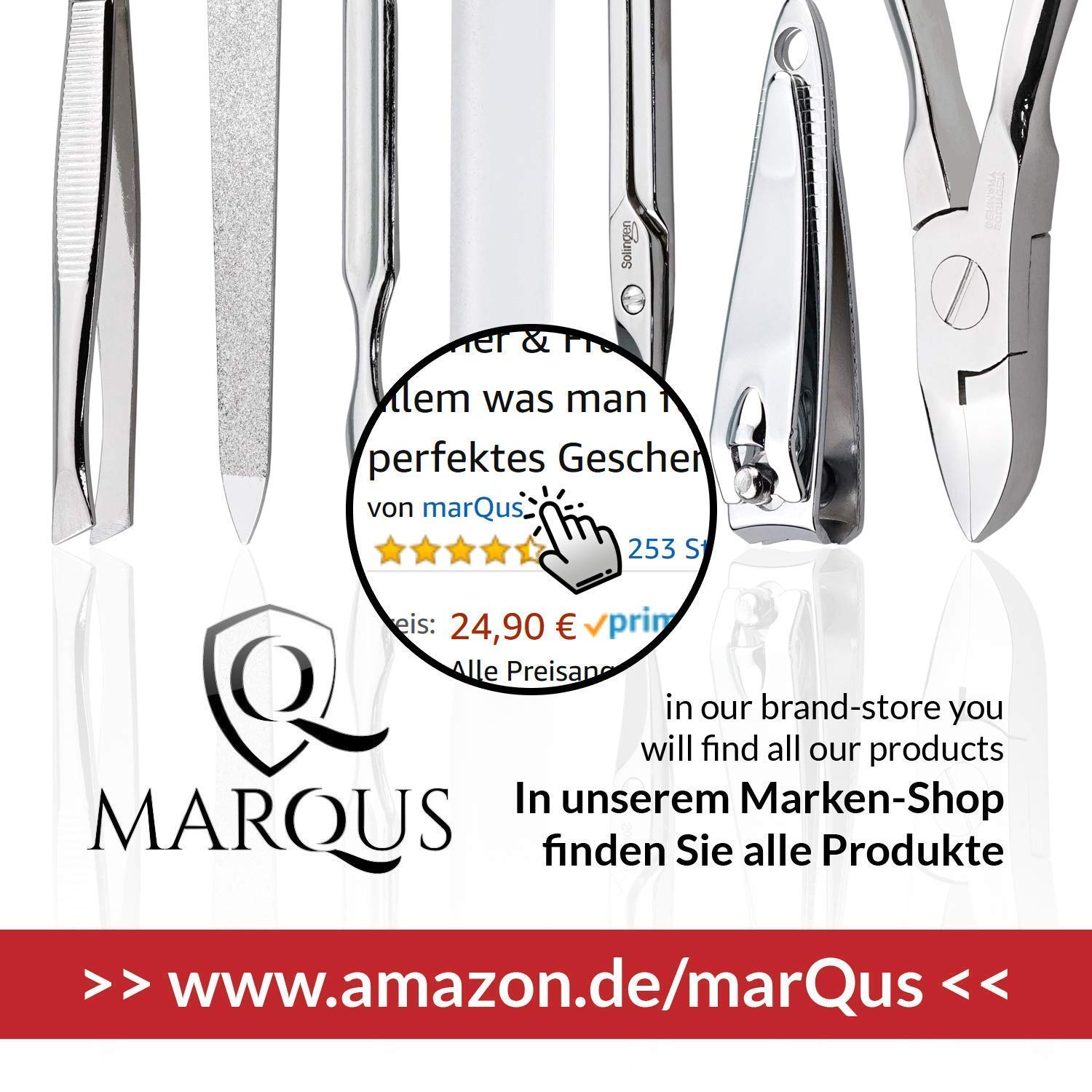 Manicure Set Solingen Made in Germany - 7 Piece Exclusive Finger & Toe Nail Clippers Kit for Women and Men in Real Leather Case, Color Black