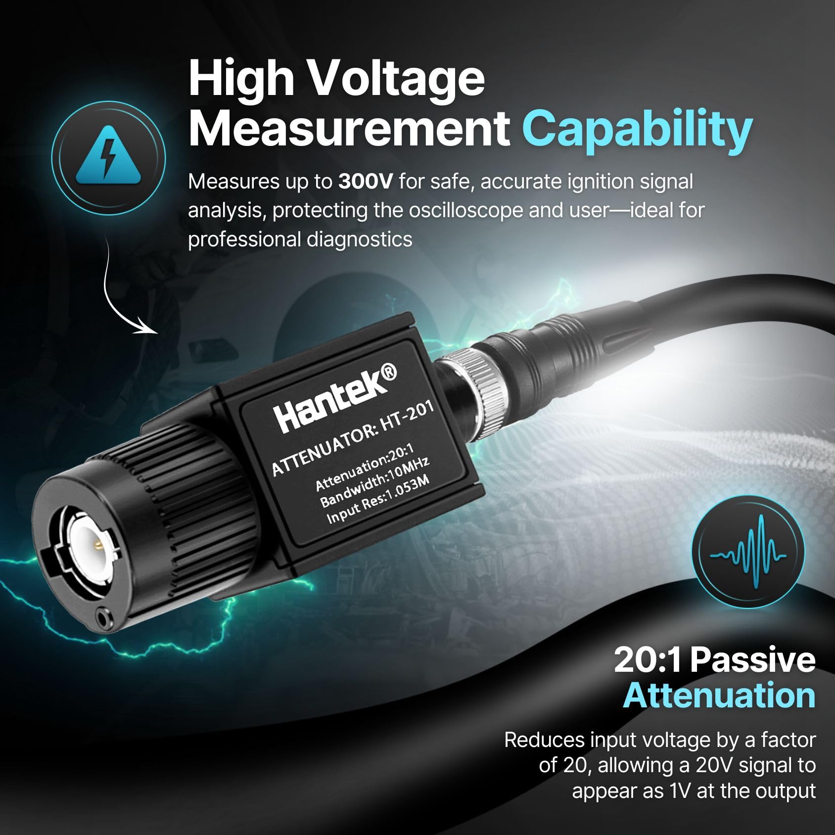Hantek 20:1 Passive Attenuator For Pico Auto Scope Ignition WF UK, 300v Max (Original OEM Version) Injector and Primary Ignition Waveforms With Oscilloscope