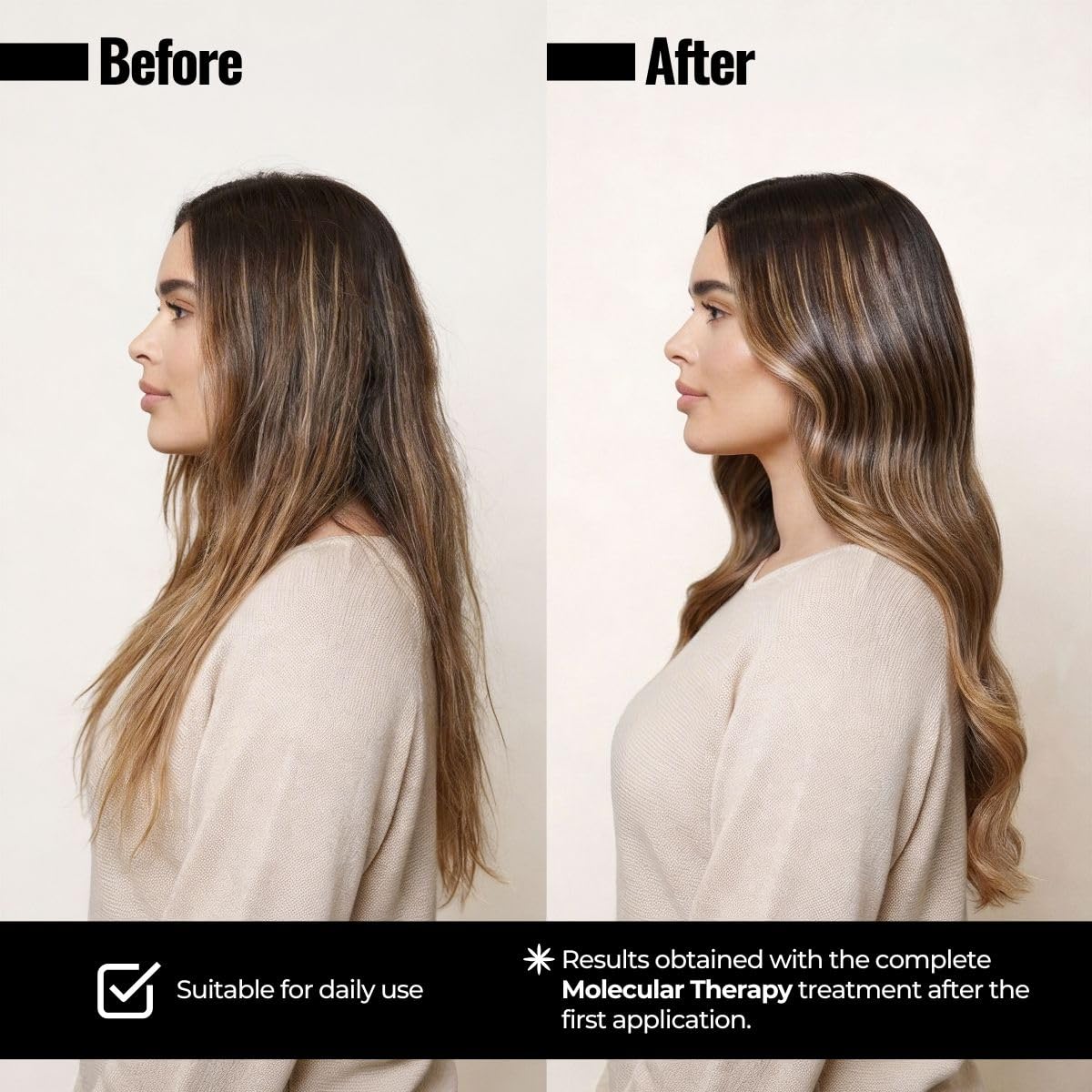 abril et nature - Professional Hair Serum Molecular Therapy - For Damaged, Chemically Treated, or Aging Hair - Repairs, Restructures, and Fills the Hair Fiber - Leave-In - 100 ml
