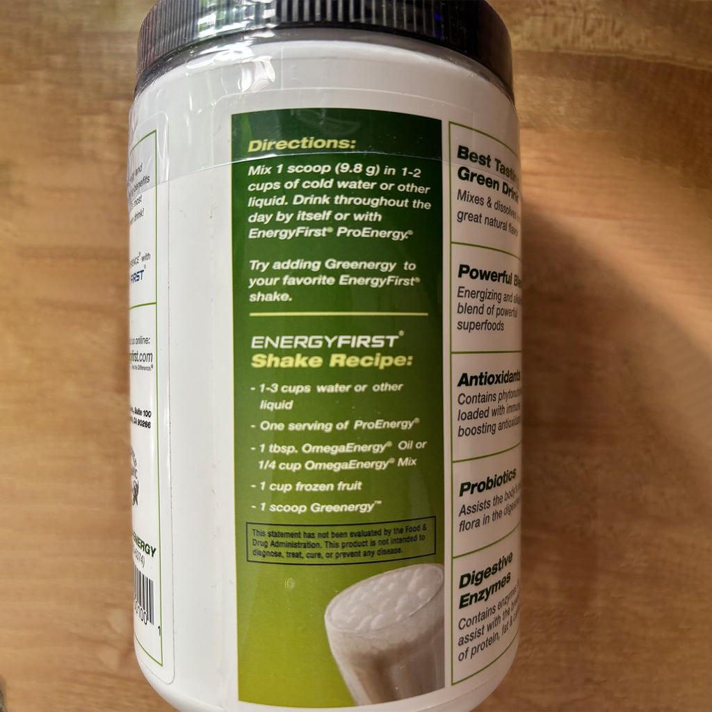 EnergyFirst Energize and Detoxify Greenergy Organic Superfood Powder - Vegan, Gluten-Free, Sugar-Free, Non-GMO - 30 Servings for Daily Energy & Immunity Boost!