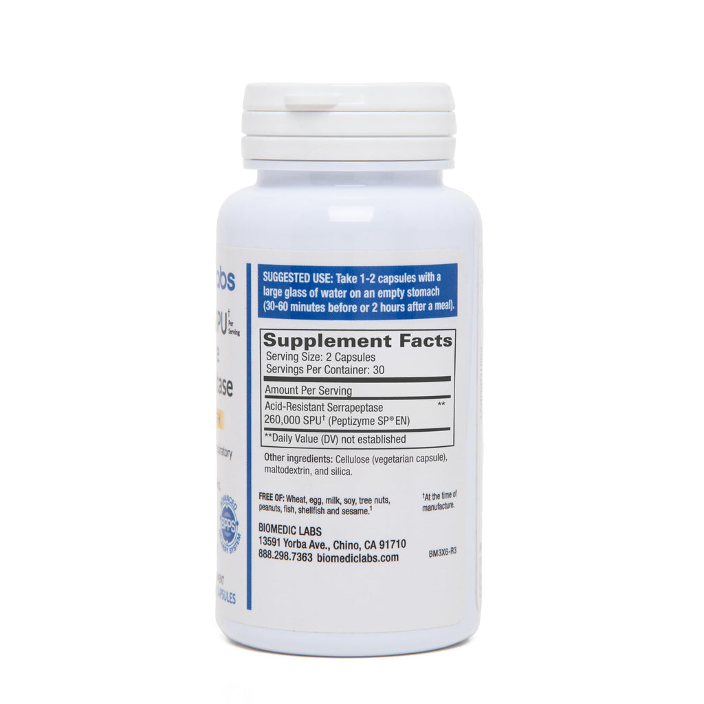 Serra-RX 260,000 SU Serrapeptase -Acid-Resistant Proteolytic Systemic Enzyme, Non-GMO, Gluten Free, Vegan, Supports Sinus, Immune & Lung Health, 60 Veg Capsules
