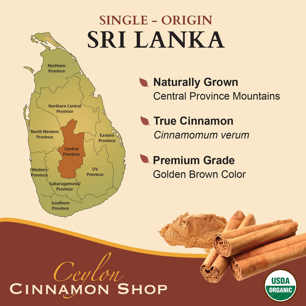 Organic Ceylon Cinnamon Capsules, USDA Certified Supplement - 180 Count