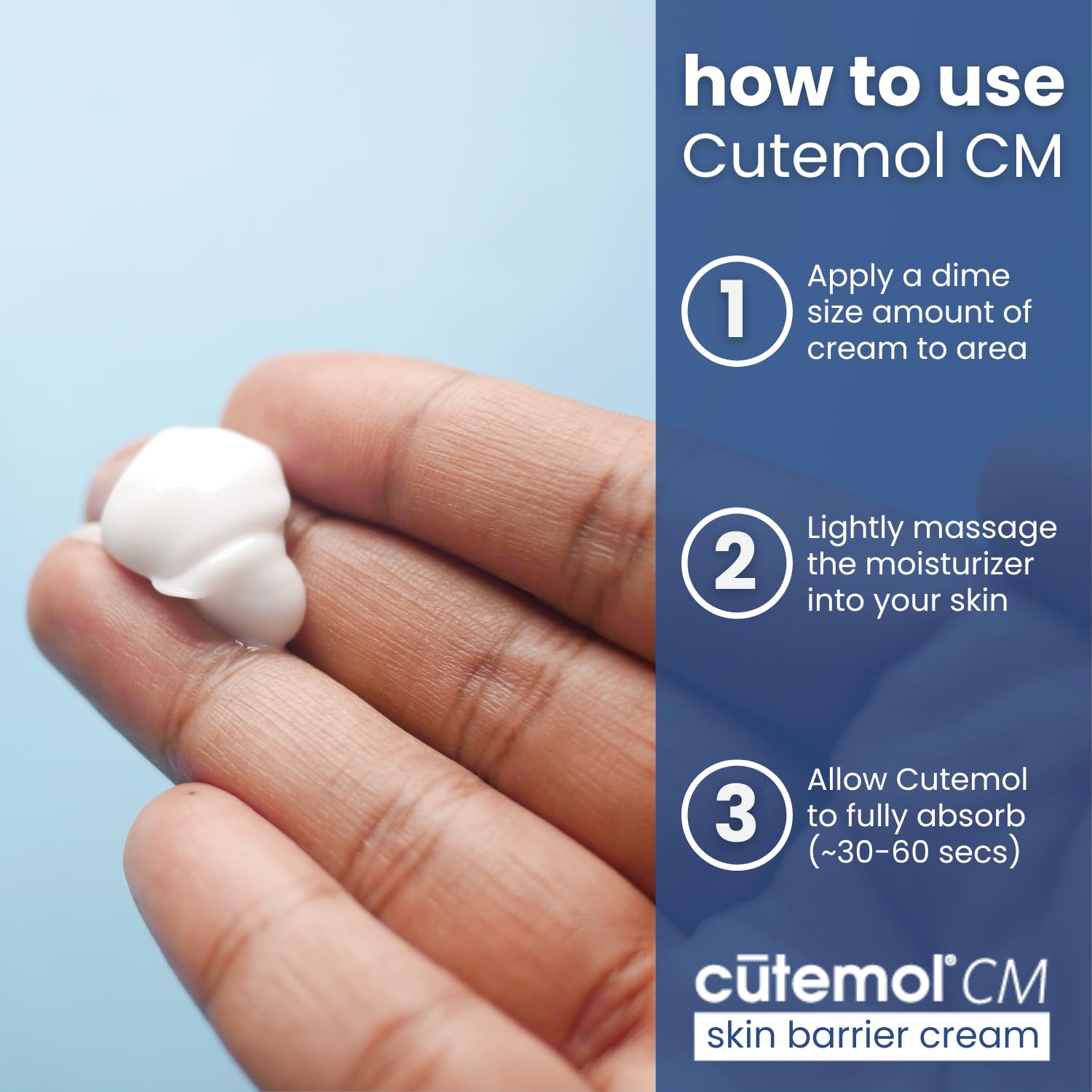 Cutemol CM Emollient Moisturizing Cream - For Severely Dry and Damaged Skin - Natural Beeswax Formulation containing Ceramides - Hydration for Cracked Hands and Feet, Eczema, Psoriasis (8 oz)