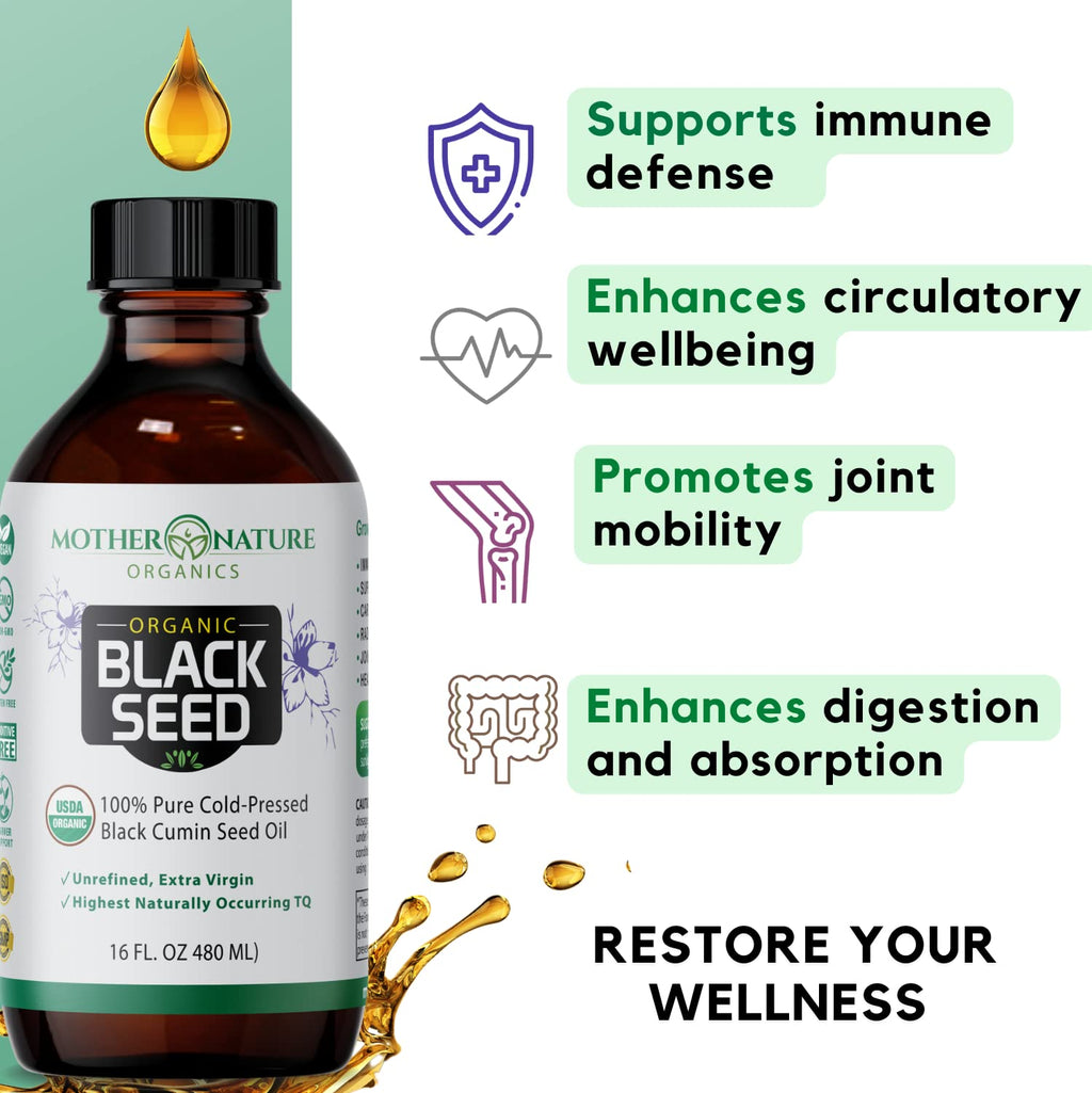 MNO Black Seed Oil High TQ 2% Nigella Sativa, 16 oz, Cold Pressed