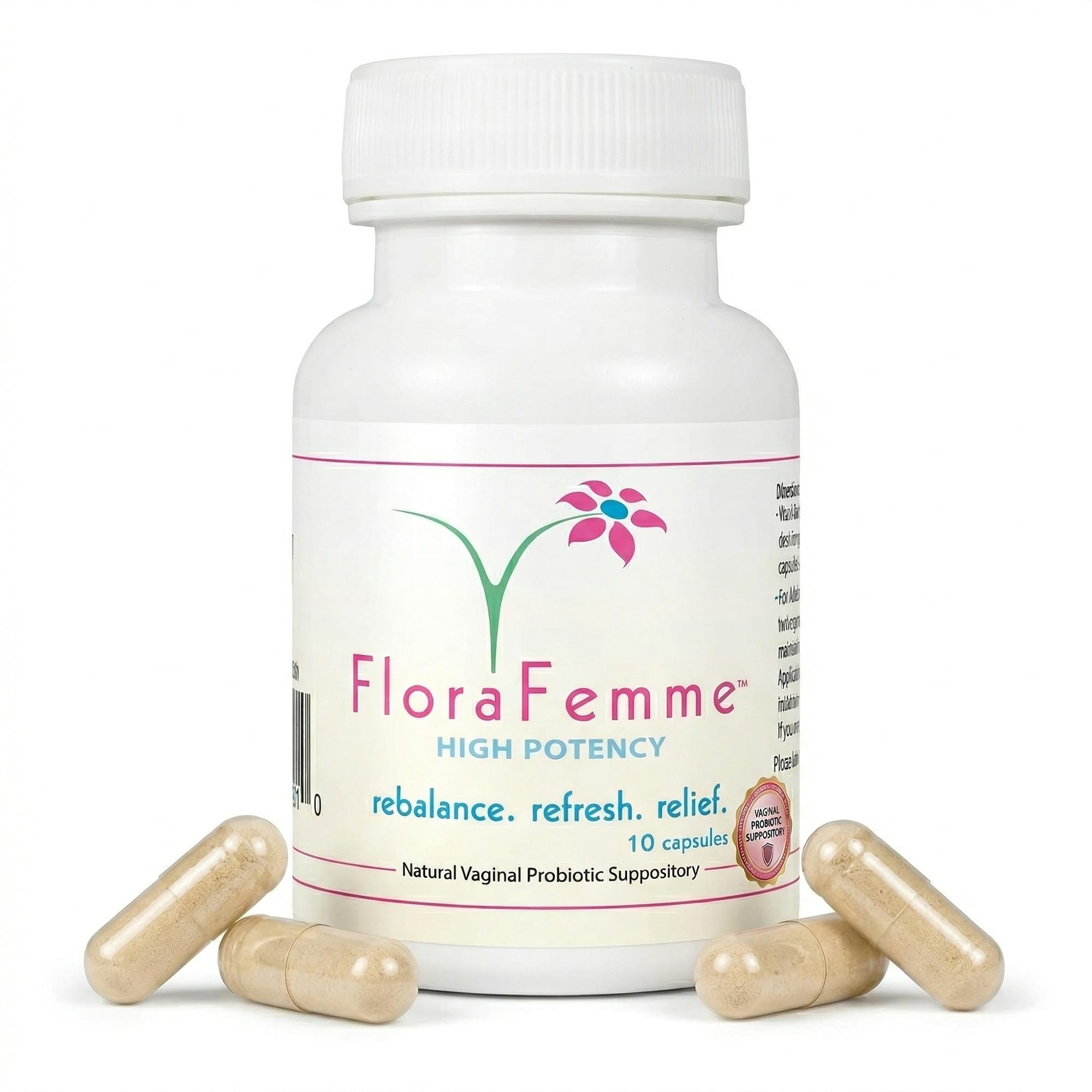 FLORAFEMME - pH Vaginal Probiotics Suppository - Supports pH Balance of Yeast & Bacteria for Feminine Freshness. Supports Restoration of Healthy Vaginal Flora & Eliminates Vaginal Odor