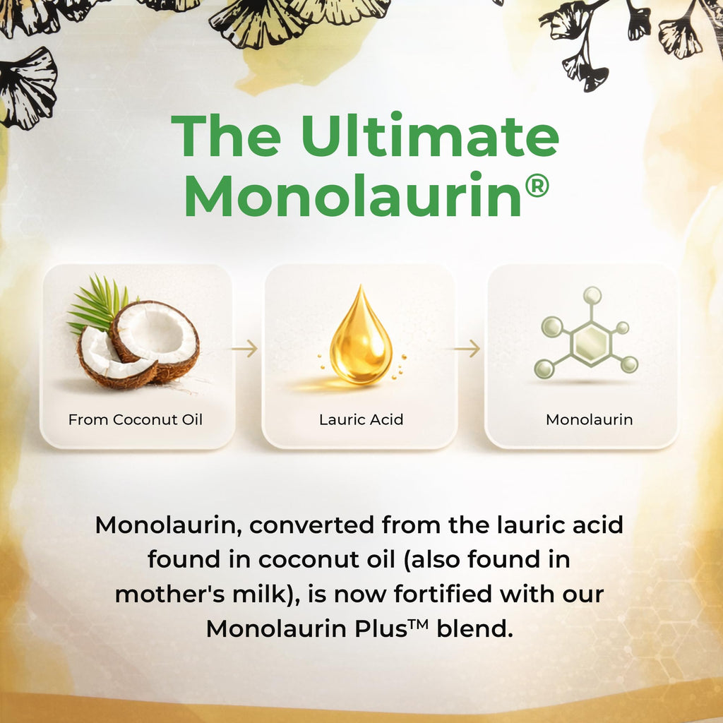 UltraLaurin® Monolaurin Supplement – 3,000 mg Coconut-Derived Pellets for Immune & Gut Health Support, Digestive Wellness – 21 oz / 200 Servings – Vegan, Non-GMO, Natural Immune & Digestive Support