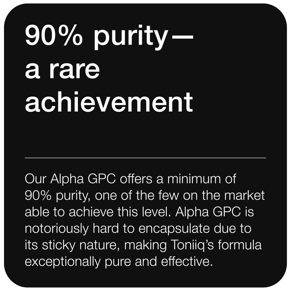 Toniiq Ultra High Purity Alpha GPC Capsules - 600mg Concentrated Formula - 90%+ Highly Purified and Bioavailable Nootropic - 120 Capsules Alpha GPC Supplement