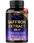 Natural Saffron Supplements - Pure Saffron Extract 88.5 mg - Mood | Focus | Vision | Energy Support - Eye Health for Women & Men - Lab Tested - NonGMO Vegan Pills - 180 Powder Capsules, 6 Month Supply