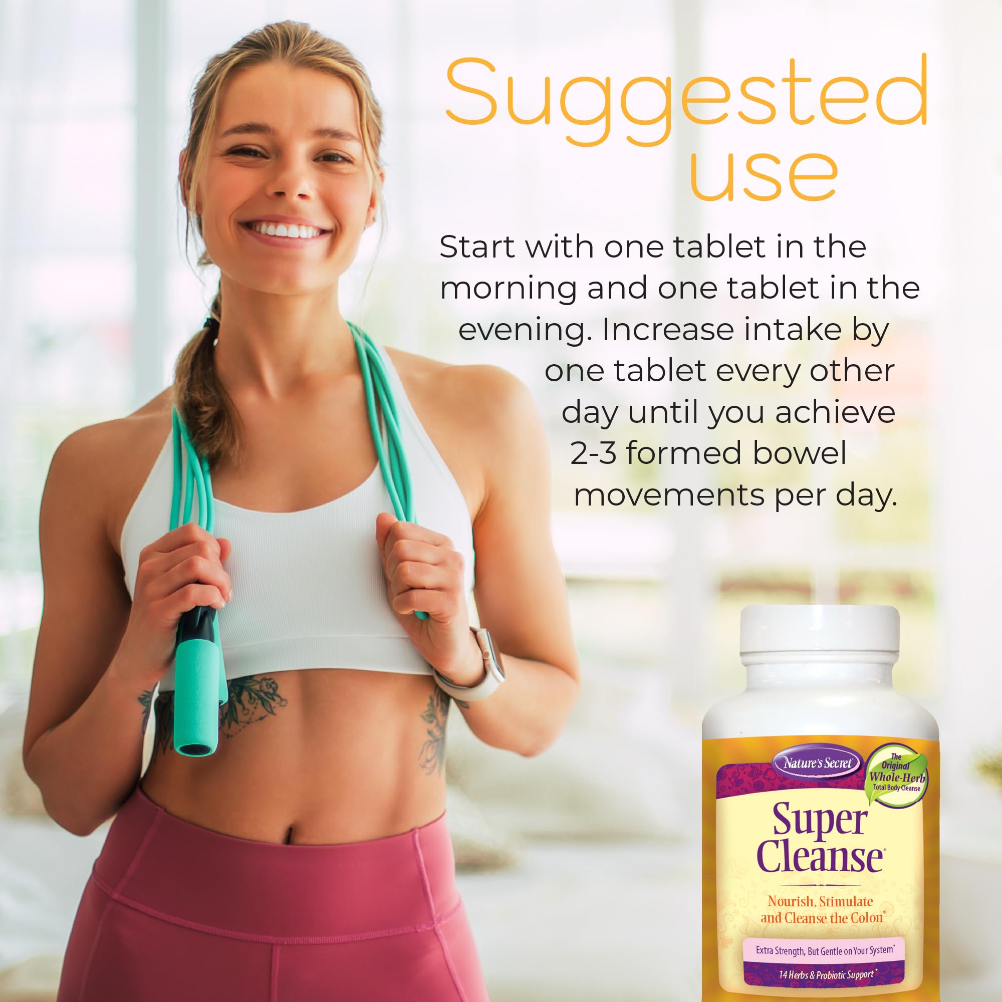 Nature’s Secret Super Cleanse - Extra Strength Colon Cleanse with 14 Herbs & Probiotic Support - Promotes Gut Health Detox Cleanse & Digestive Support Gentle Elimination Formula - 100 Tablets (3 Pack)