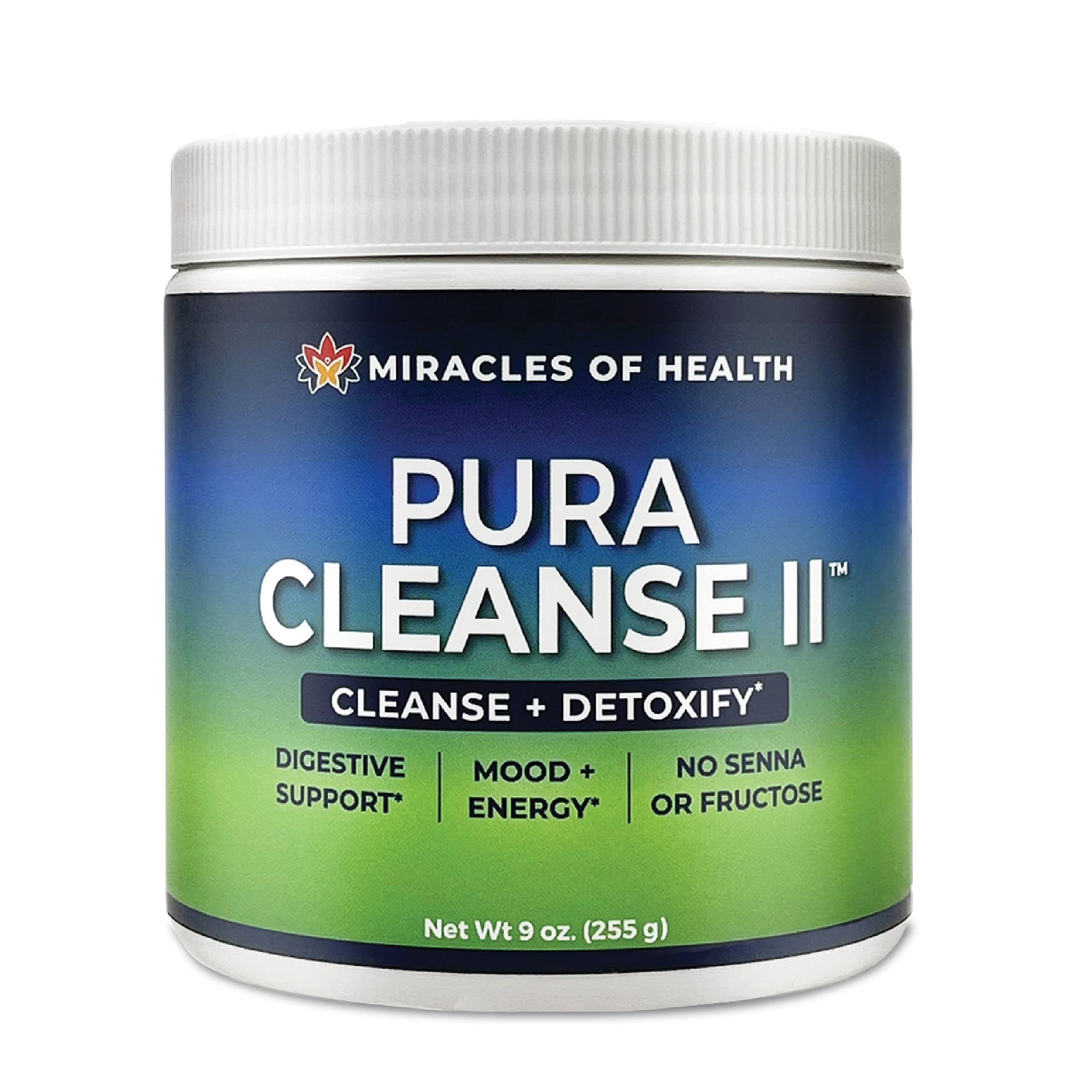 Miracles of Health Pura Cleanse II Super Herb & Fiber Detox Drink - Daily Cleanse for the Colon, Lungs, Skin, and Kidneys - Made with 34 Ingredients, Soluable and Insoluable Fiber - 45 Day Supply