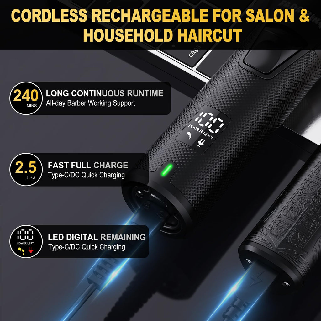 FADEKING® Professional Hair Clippers for Men - Cordless Beard Trimmer & Nose Hair Trimmer Set, All-in-One Mens Grooming Kit with Foil Shaver - Fathers Day Gift for Dad Men Husband