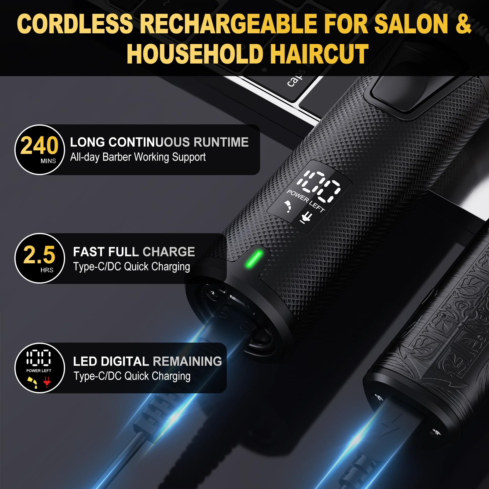 FADEKING® Professional Hair Clippers for Men - Cordless Beard Trimmer & Nose Hair Trimmer Set, All-in-One Mens Grooming Kit with Foil Shaver - Fathers Day Gift for Dad Men Husband