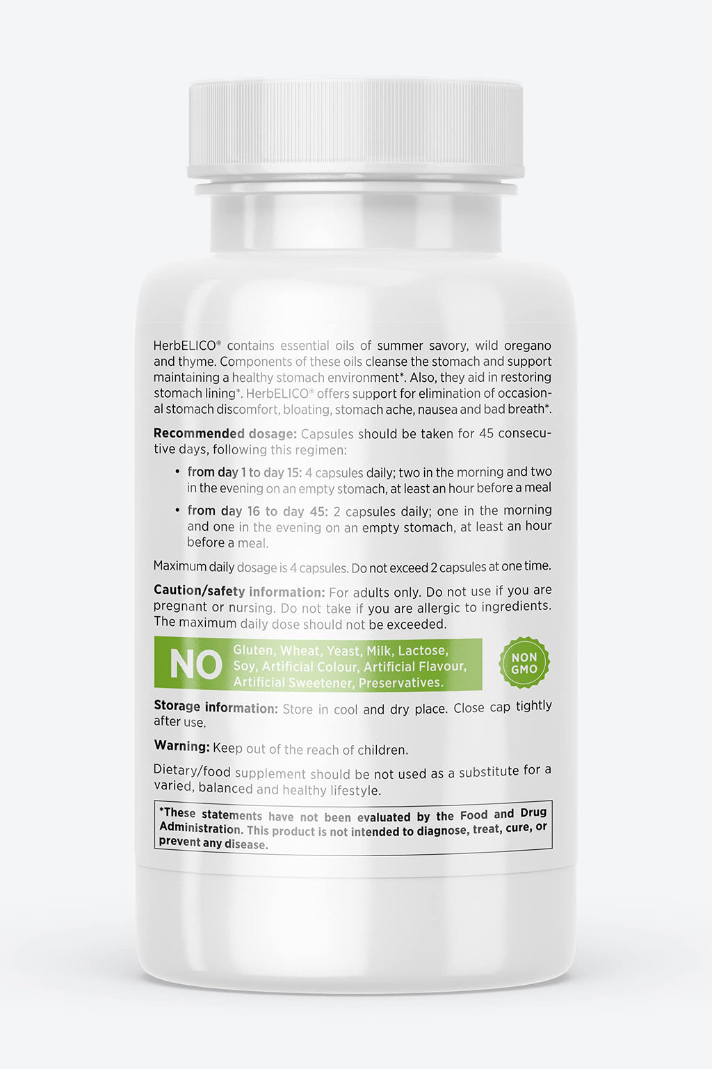 HerbELICO® - Wild Oregano, Thyme & Summer Savory Essential Oils Mediterranean Blend, 60 Capsules, Herbal Supplement addresses H. Pylori, Acid Reflux, Heartburn, Non-GMO & Gluten Free