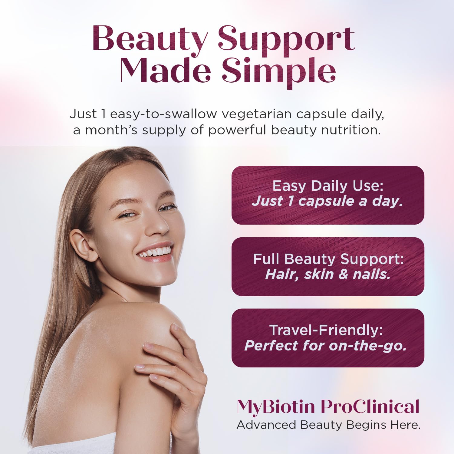 Purity Products - MyBiotin ProClinical - Thicker Hair in 3 Weeks & Fights Wrinkles - MB40X Patented Biotin Vitamin B7 Matrix w/Astaxanthin - 40X More Soluble vs Ordinary Biotin, 30 Veg Capsules