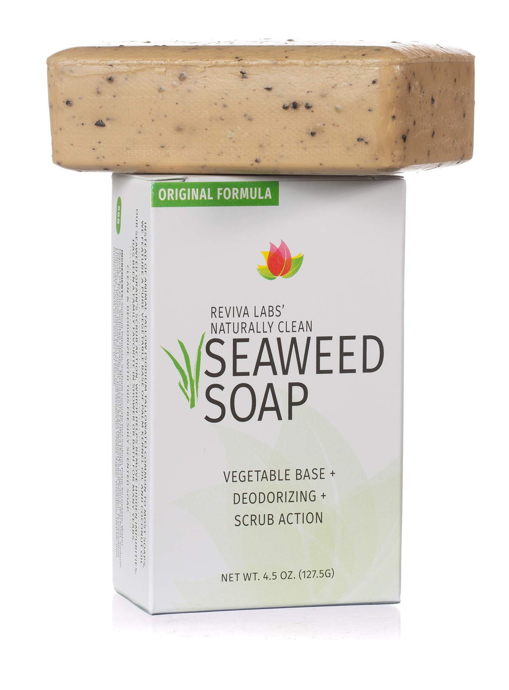 Reviva Seaweed Soap - 6 Pack - Organic Seaweed Face Scrub and Exfoliating Body Scrub Soap Bar - 4.5 oz. Vegetable Base Natural Bar Soap and Seaweed Bath Detox Soap Made in the USA