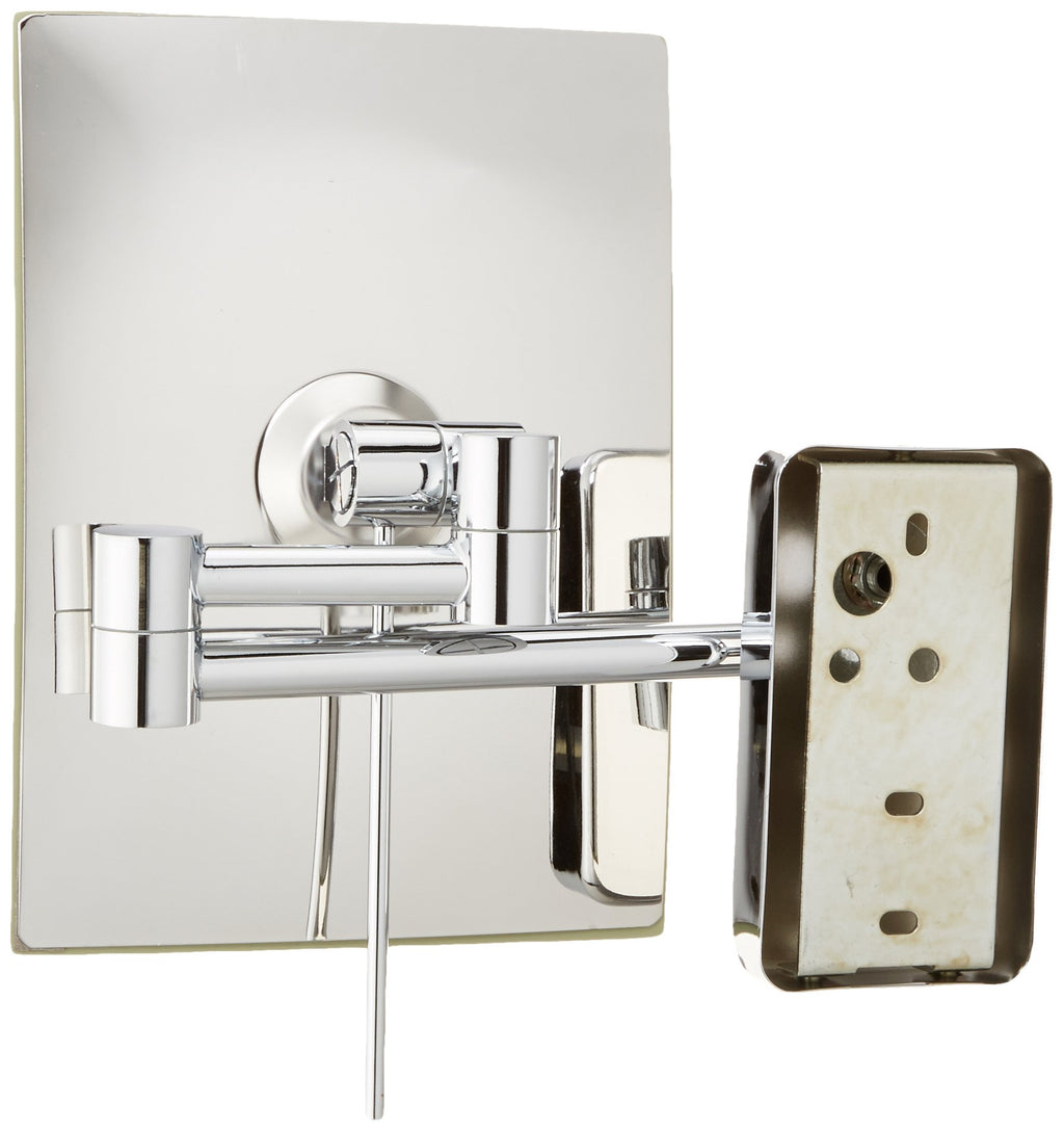 JERDON Wall Mount Makeup Mirror with 5X Magnification - 8.75” x 6.5” Rectangular Mirror Extends 14” – Chrome Finish – Model JRT695C
