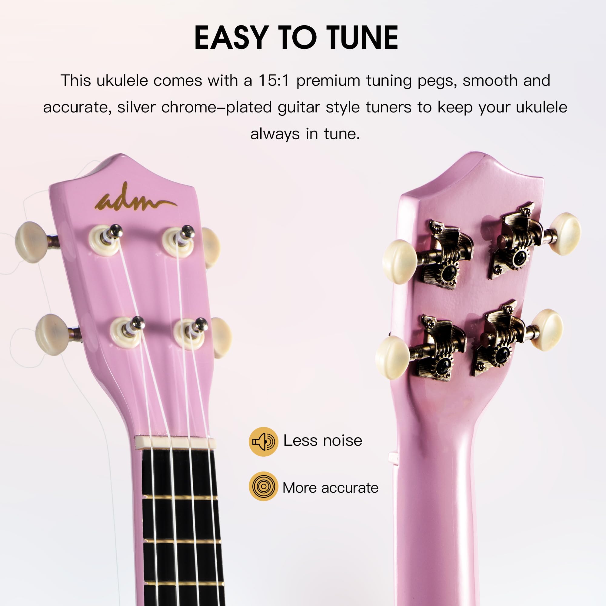ADM Ukulele Beginner, Hawaiian Wood, Ukulele Kit, for Children, Adults, Students, Beginners, Ukalelee Professional Package, with Free Teaching Strap, Tuner