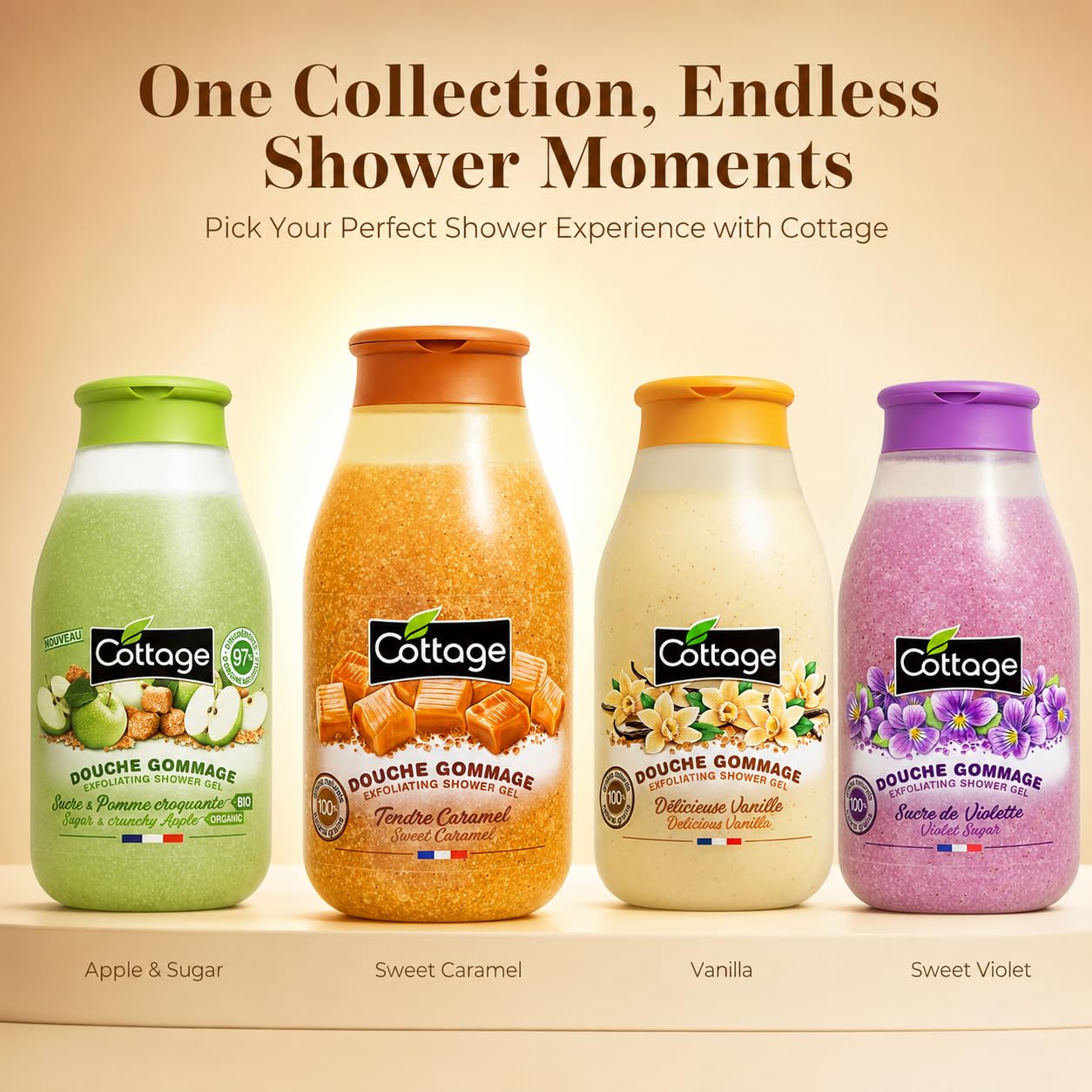 Cottage Douche Gommage Tendre Caramel Grains Exfoliants 100% Naturels 1 Unité
