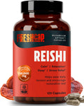 FreshCap Mushrooms Ayurvedic Premium Organic Reishi Capsules - 14:1 Fruiting Body Extract with 27% Beta-Glucans - 3rd-Party Tested Nootropic for Calm, Balance and Stress Support (120 Capsules)