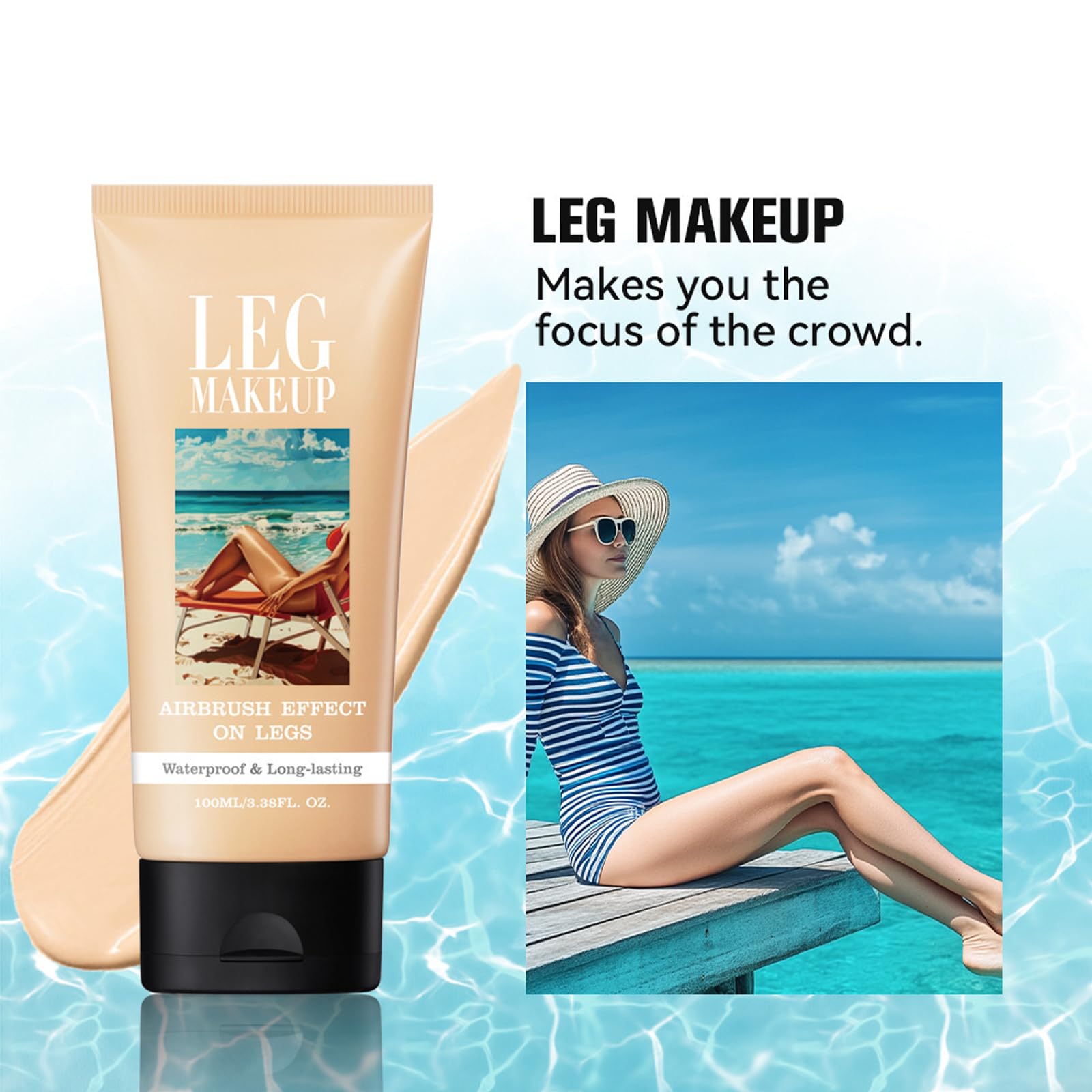 Leg Makeup Waterproof, Leg Make Up to Cover Veins, Tattoo Cover Up Makeup, Long-Lasting No Transfer, No Transfer To Cover Veins Concealer For Mature Skin Smooth Tone Body makeup Long Lasting (02#)
