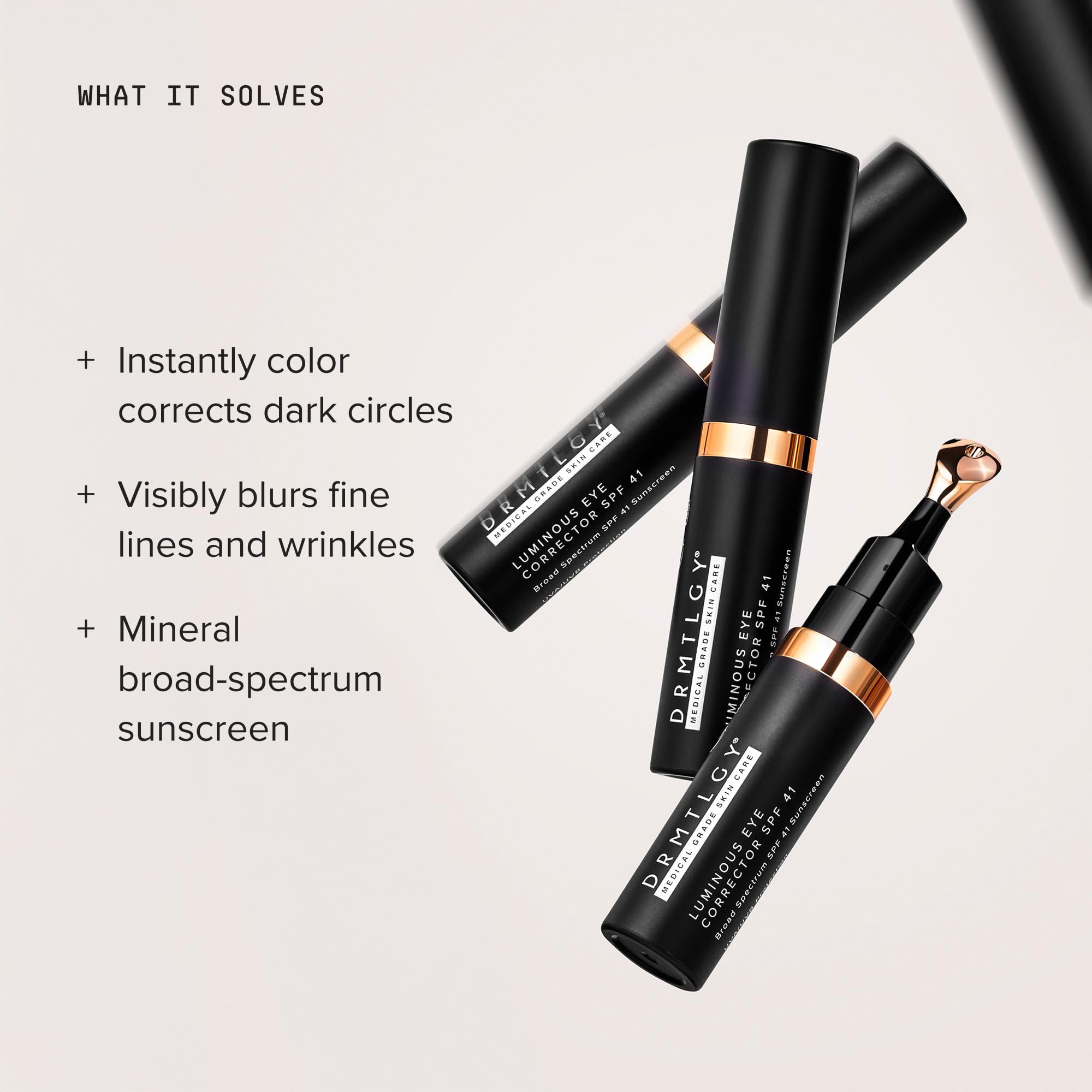 DRMTLGY Luminous Eye Corrector SPF 41 – Medium – Under Eye Color Corrector for Dark Circles – Hydrating Anti-Aging Tinted Eye Cream, Mineral Broad Spectrum Sun Protection, 0.25 fl oz / 7 mL