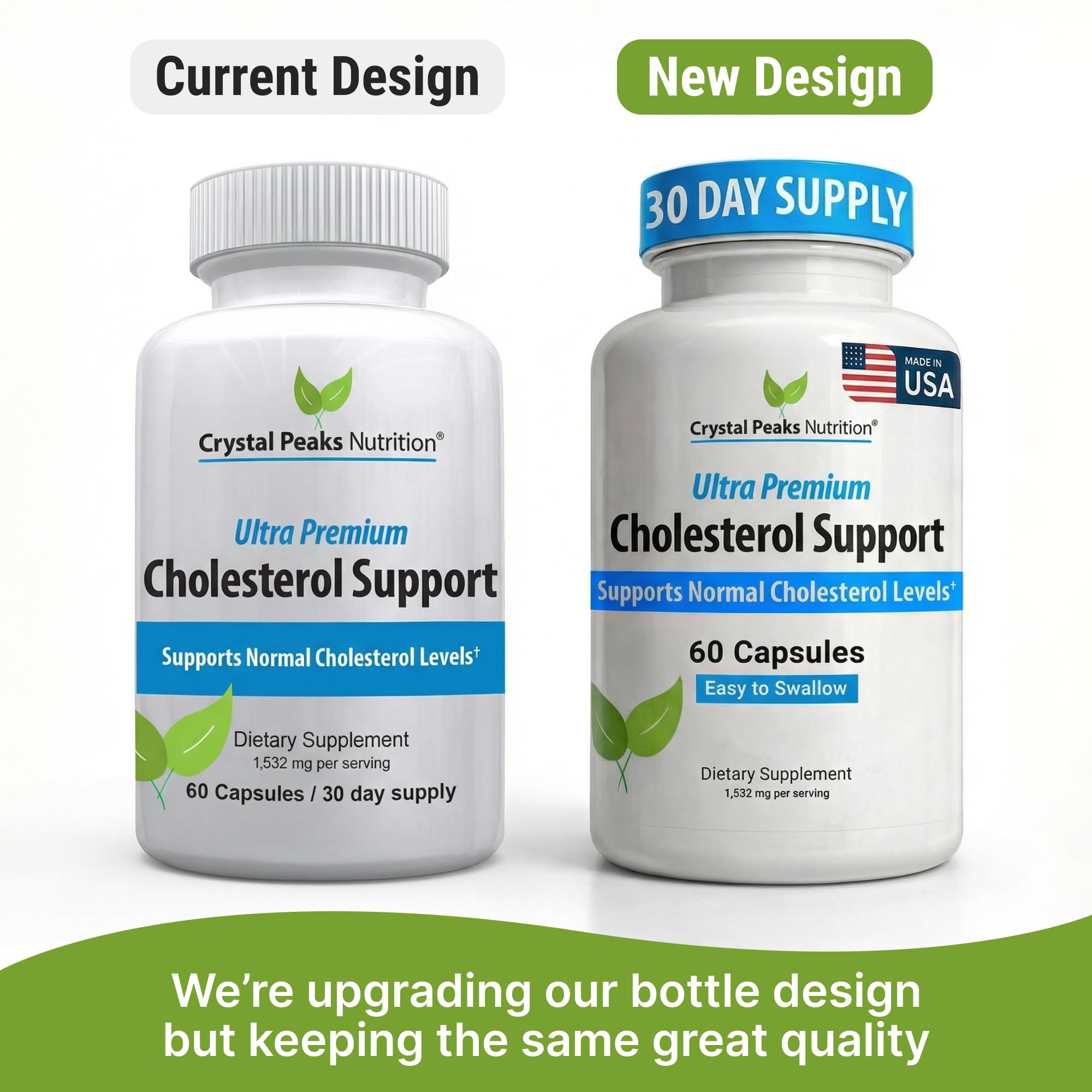 CRYSTAL PEAKS NUTRITION Cholesterol Supplement - All-Natural Ingredients to Support Normal Colesterol Levels. Supports Optimal Circulation. 60 Capsules