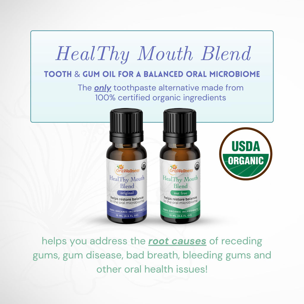 OraWellness Healthy Mouth Blend Organic Tooth Oil, Flouride Free Made in the USA Toothpaste & Mouthwash Alternative, Natural Rinse for Healthy Teeth & Gums for Women, Men and Kids, Pack of 3