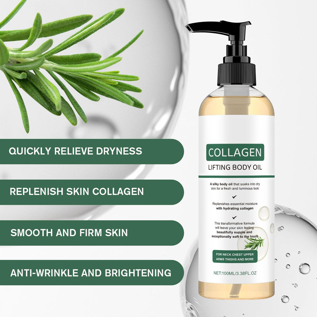 2PCS Collagen Body Oil Set - Firming, Moisturizing, and Nourishing Massage Oil for Skin Care