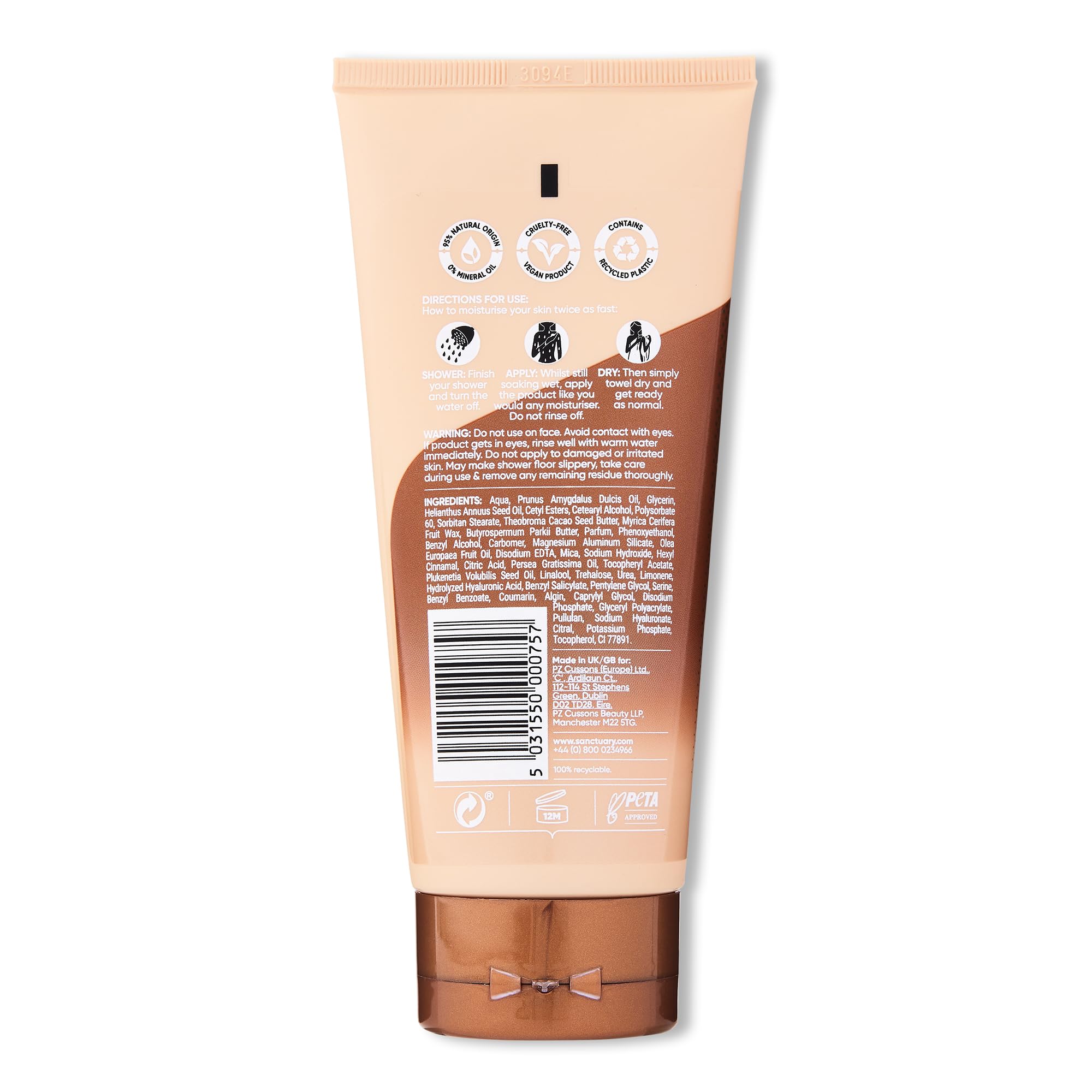 ultra rich wet skin miracle moisturiser, no mineral oil, cruelty free and vegan in shower moisturiser, 200ml, orangesanctuary spa ultra rich wet skin miracle moisturiser, no mineral oil, cruelty free and vegan in shower moisturiser, 200ml, orange