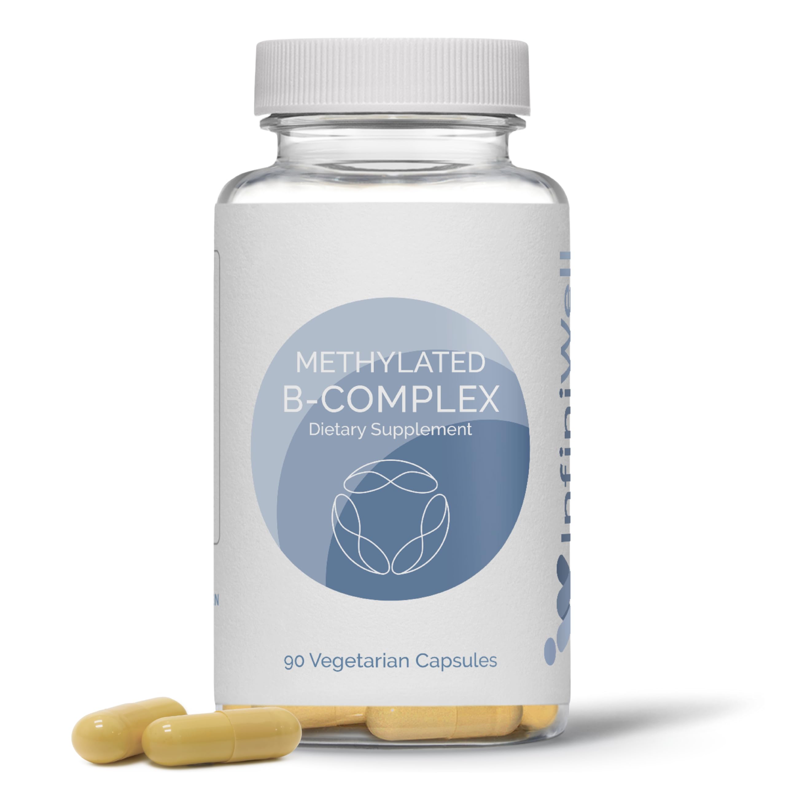 InfiniWell Methylated B Complex - Methylated Multivitamin with B Vitamins - High-Potency, Active Forms for Nervous System, Immune & Adrenal Health - Promotes Healthy Methylation (90 Capsules)