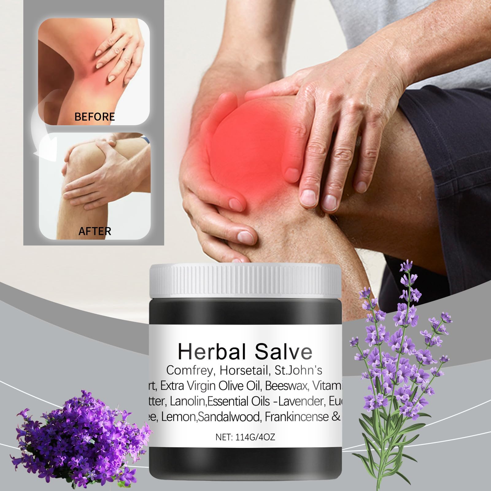 Herbal Salve, Organic Herbal Salve, Natural Joint Care, Organic Joint Cream, Comfrey Salve Improves Mobility, Reduces Swelling