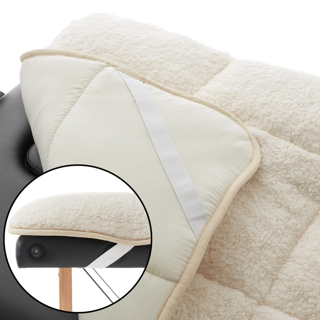 Saloniture Fleece Reversible Quilted Massage Table Pad & Face Cradle Set - Soft and Comfortable 1/2" Thick Facial Bed and Headrest Cover - Natural