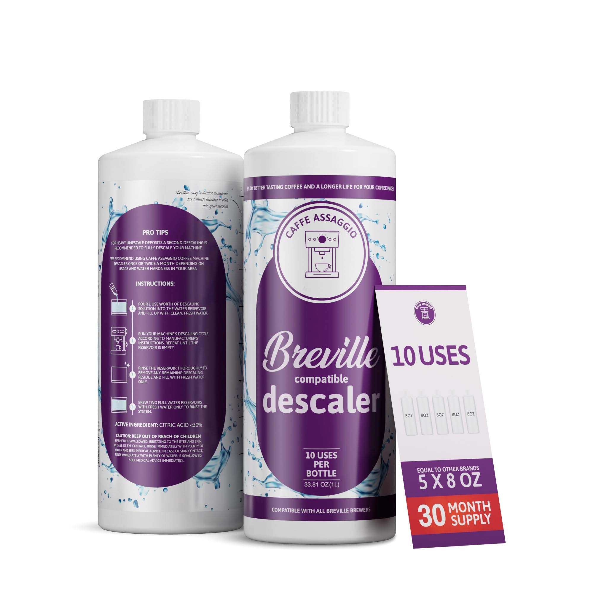 Breville Descaler (10 Uses) Specially Formulated to Descale and Clean Your Breville Espresso Machine Carbon Friendly Descaling Kit 2.5 Year Supply