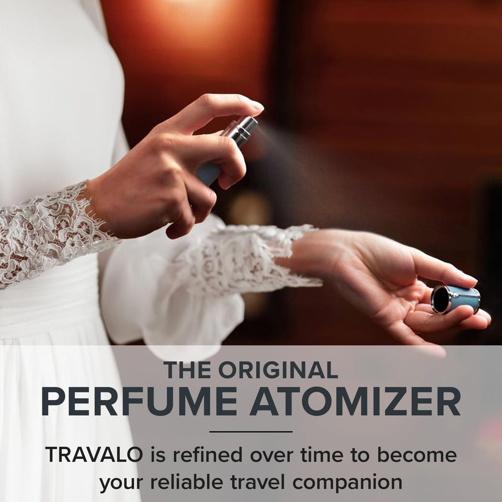 Travalo Milano Perfume Atomizer - Leak-Proof and TSA Approved for Air Travel - Reusable, Airtight, Easy Fill Mini Pump Sprayer - Lightweight Vegan Leather w/Polished Metal Outer Shell - Perfect Pink