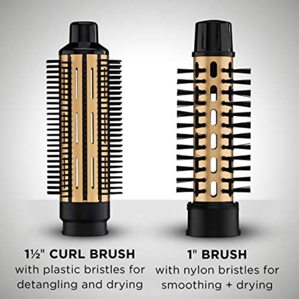 Conair 2-in-1 Hot Air Curling Combo, Includes 1.5-inch Curl Brush and 1-inch Aluminum Bristle Brush
