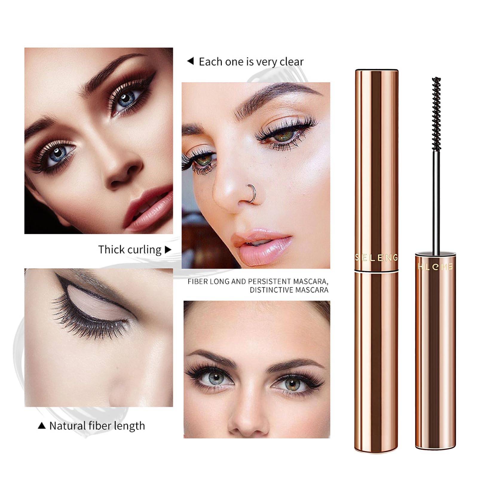 Black Mascara for Older Women 60 Plus - Telescopic Mascara Waterproof Specially Designed for Mature Women, Smudge-proof, Ultra-Precise Slim Adjustable Brush to Any Angle, Smudge-proof,No Clumps