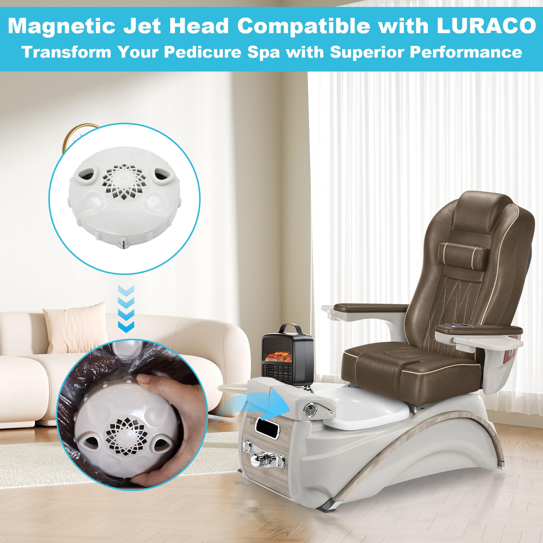 showingo Magnetic Jet Head Cover Spa Disposable Liner Pedicure Chairs Replacement for Lexor Pedicure Spa Chairs for The 3 Dot Wet-end Set