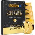 24K Gold Under Eye Patches, 24 Pairs Gel Eye Pads Skincare, Collagen Hyaluronic Acid, Against Dark Circles, Self Care Mask for Bags, Puffiness, Wrinkle Removal, Dermatologically Tested