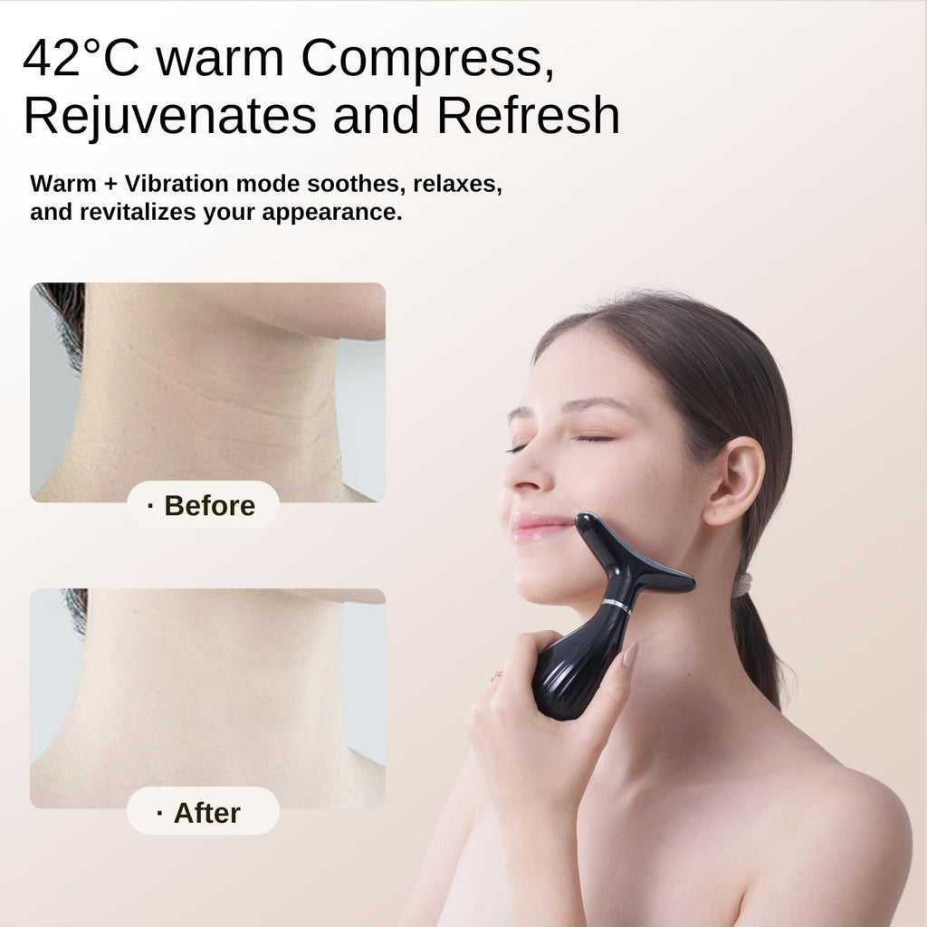 VIMINTO 3-in-1 Face Massager – Facial Massager Tool with Soothing Heat, Vibration, and Smart Touch – Red, Blue & Green Light Modes for Relaxation and Radiance – Compact & Portable - Black