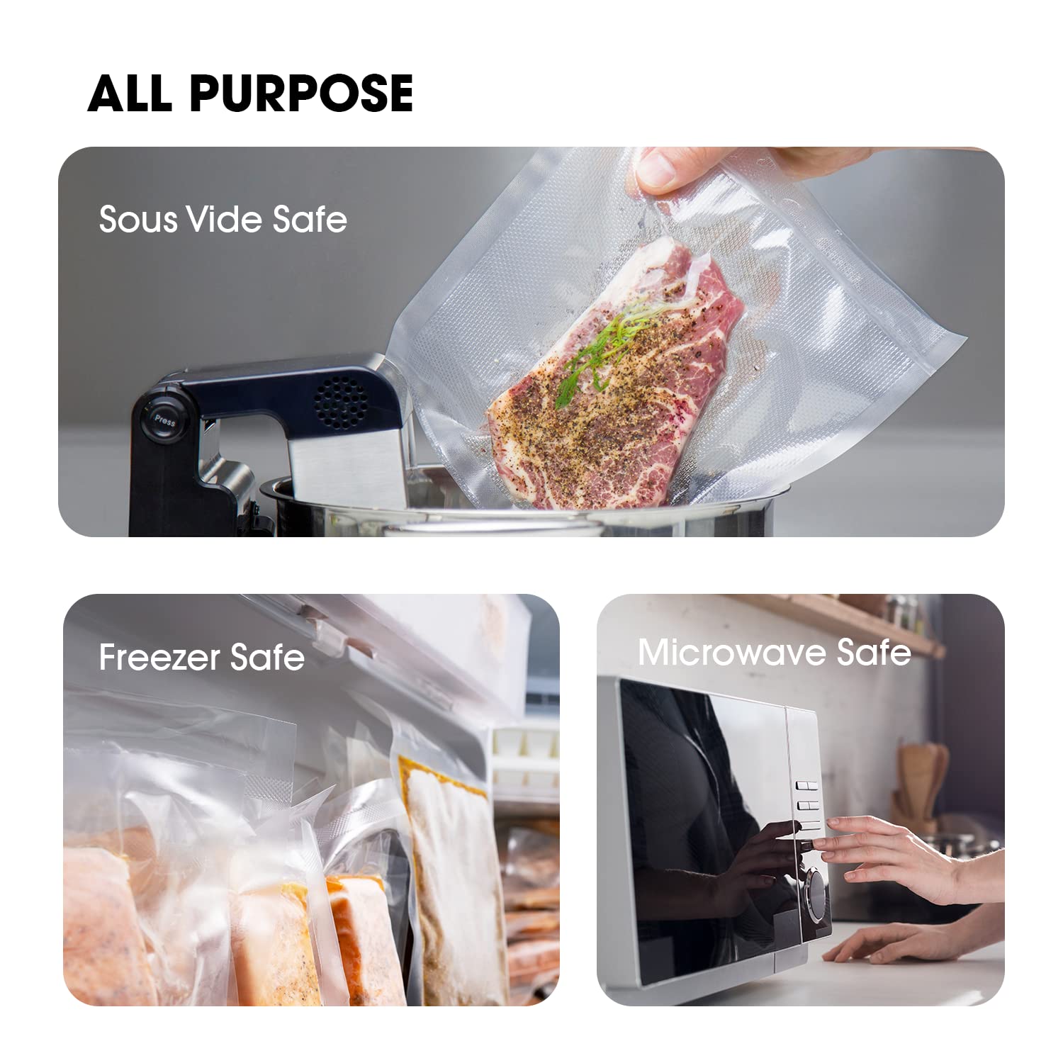 11" x 150' Vacuum Sealer Bags Rolls for Food Saver, with Cutter Dispenser, Commercial Grade Vacuum Sealer Rolls for Custom Sizing, BPA-Free, Ideal for Sous Vide Cooking, Meal Prep and Storage